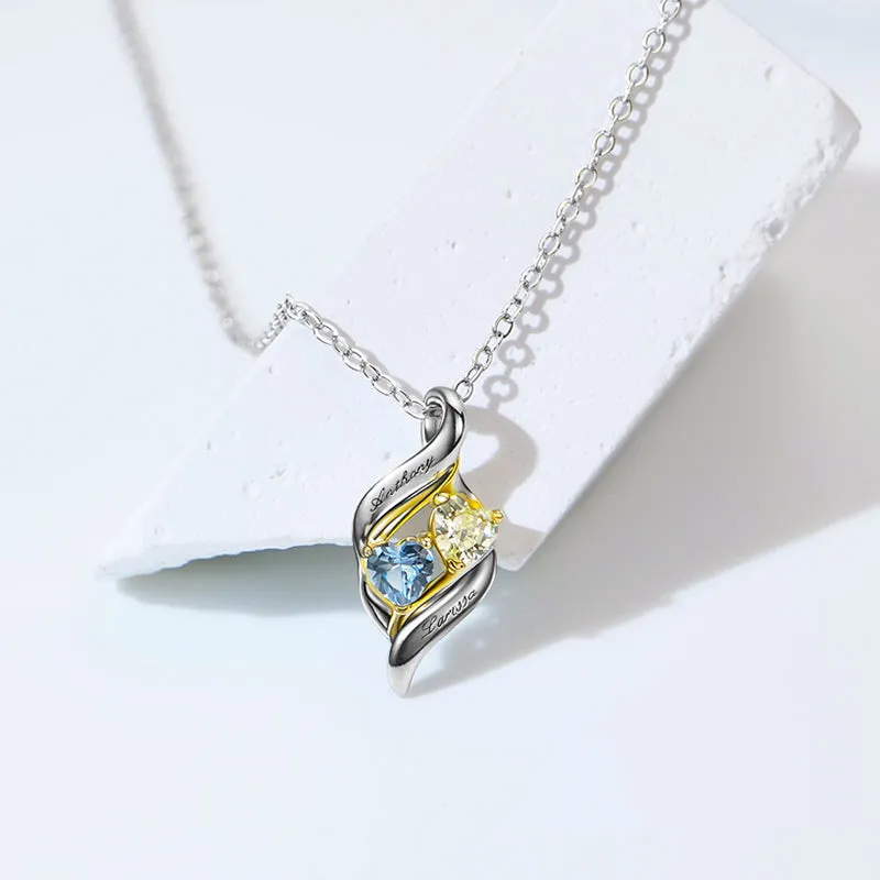 14K Gold  Personalized Birthstone  Heart Pendant  Necklace