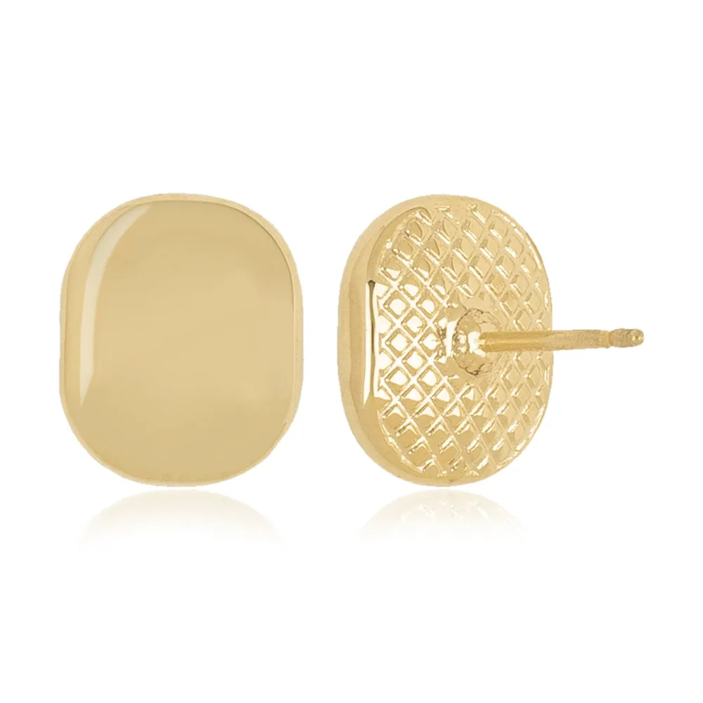 14k Yellow Gold Soft Oval Stud Earrings