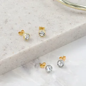 18K Gold Post Bezel Studs