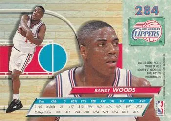 1992-93 Fleer Ultra Randy Woods RC #284 Los Angeles Clippers