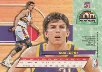 1992-93 Fleer Ultra Todd Lichti #51 Denver Nuggets