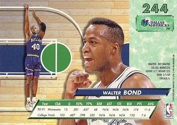 1992-93 Fleer Ultra Walter Bond RC #244 Dallas Mavericks