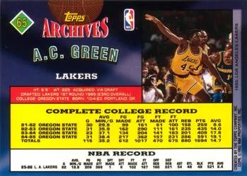 1992-93 Topps Archives A.C. Green  #65 Los Angeles Lakers