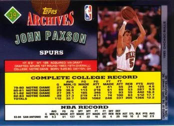 1992-93 Topps Archives John Paxson  #39 San Antonio Spurs