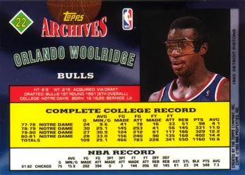 1992-93 Topps Archives Orlando Woolridge  #22 Chicago Bulls