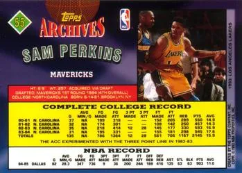 1992-93 Topps Archives Sam Perkins  #55 Dallas Mavericks