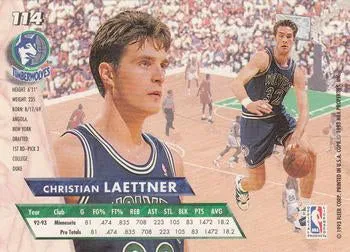 1993-94 Fleer Ultra Christian Laettner #114 Minnesota Timberwolves