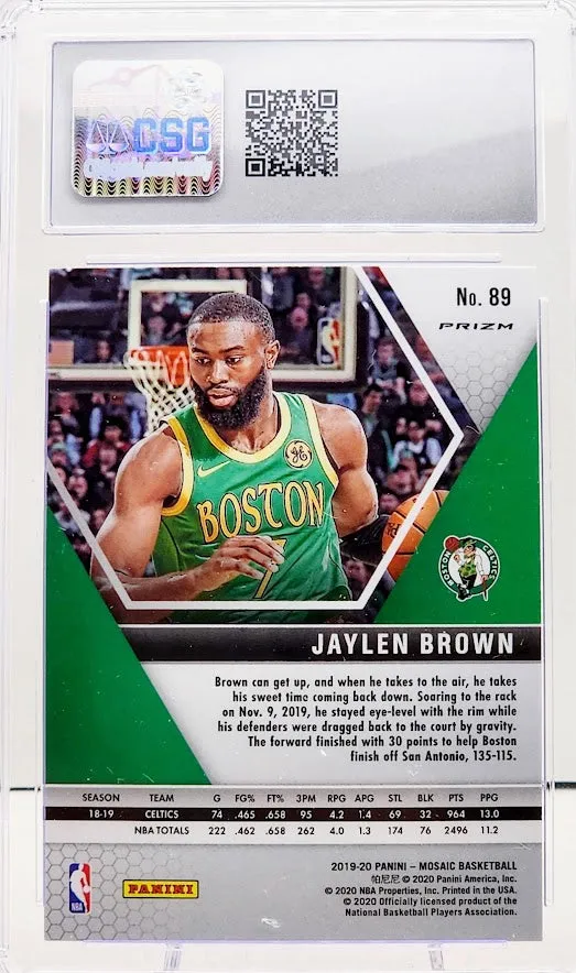 2019-20 Panini Mosaic Pink Camo Jaylen Brown #89 Boston Celtics CSG Gem Mint 10