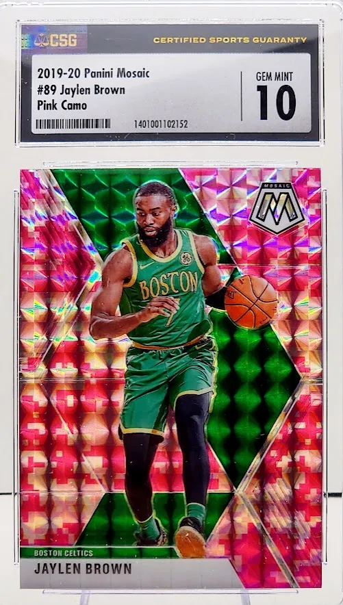 2019-20 Panini Mosaic Pink Camo Jaylen Brown #89 Boston Celtics CSG Gem Mint 10