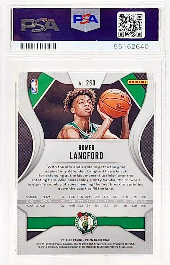 2019-20 Panini Prizm Romeo Langford #260 RC PSA 10 Gem Mint