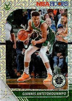 2019-22 Hoops Premium Stock Giannis Antetokounmpo Silver Mojo Prizm #102 Milwaukee Bucks