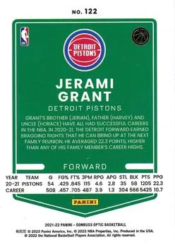 2021-22 Panini Donruss Optic Jerami Grant #122 Detroit Pistons