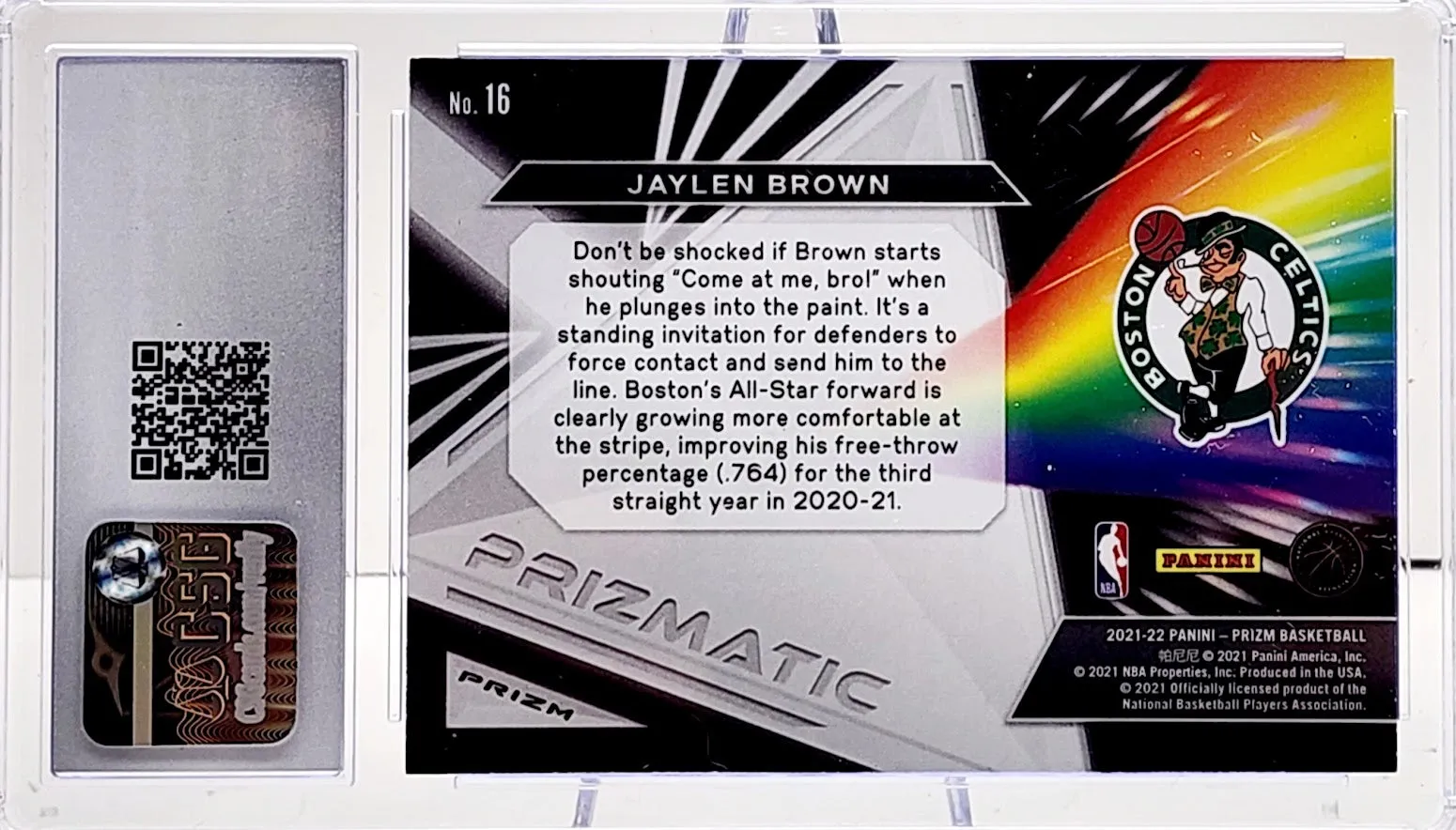 2021-22 Panini Prizm Prizmatic Fastbrak Disco Jaylen Brown #16 Boston Celtics CSG Gem Mint 10