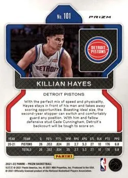 2021-22 Panini Silver Prizm Killian Hayes 101 Detroit Pistons