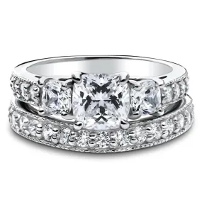 3-Stone 1.5ct Cushion CZ Ring Set in Sterling Silver