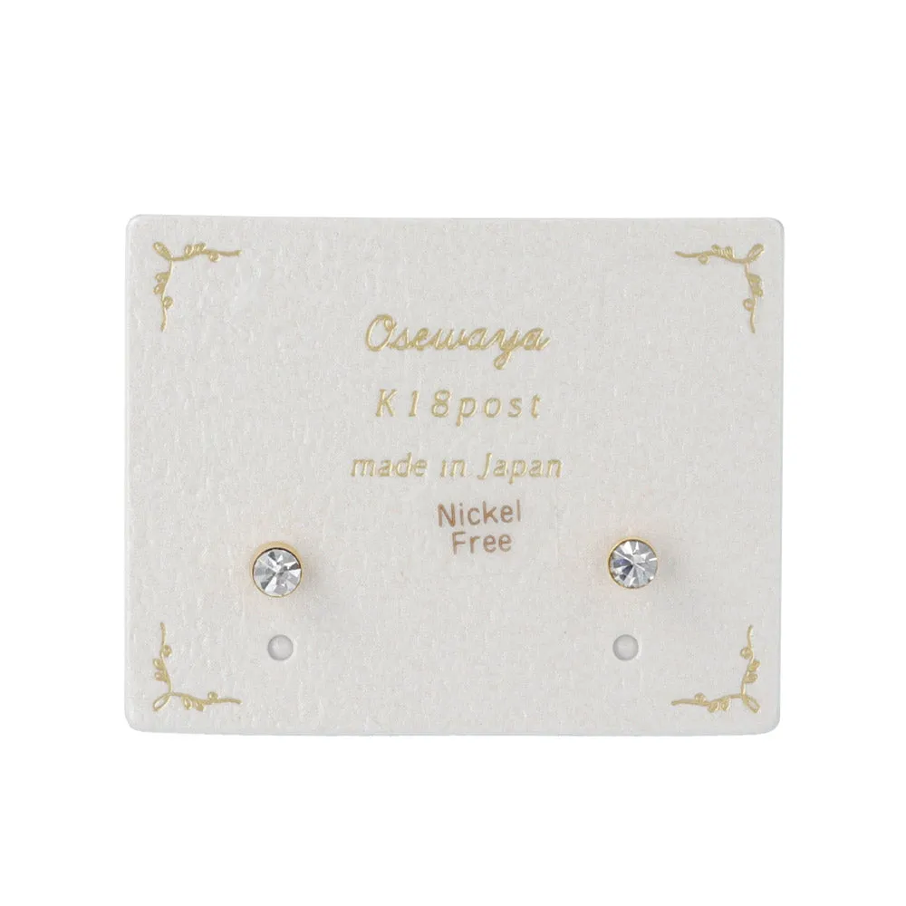 3mm Stone 18K Gold Post Studs