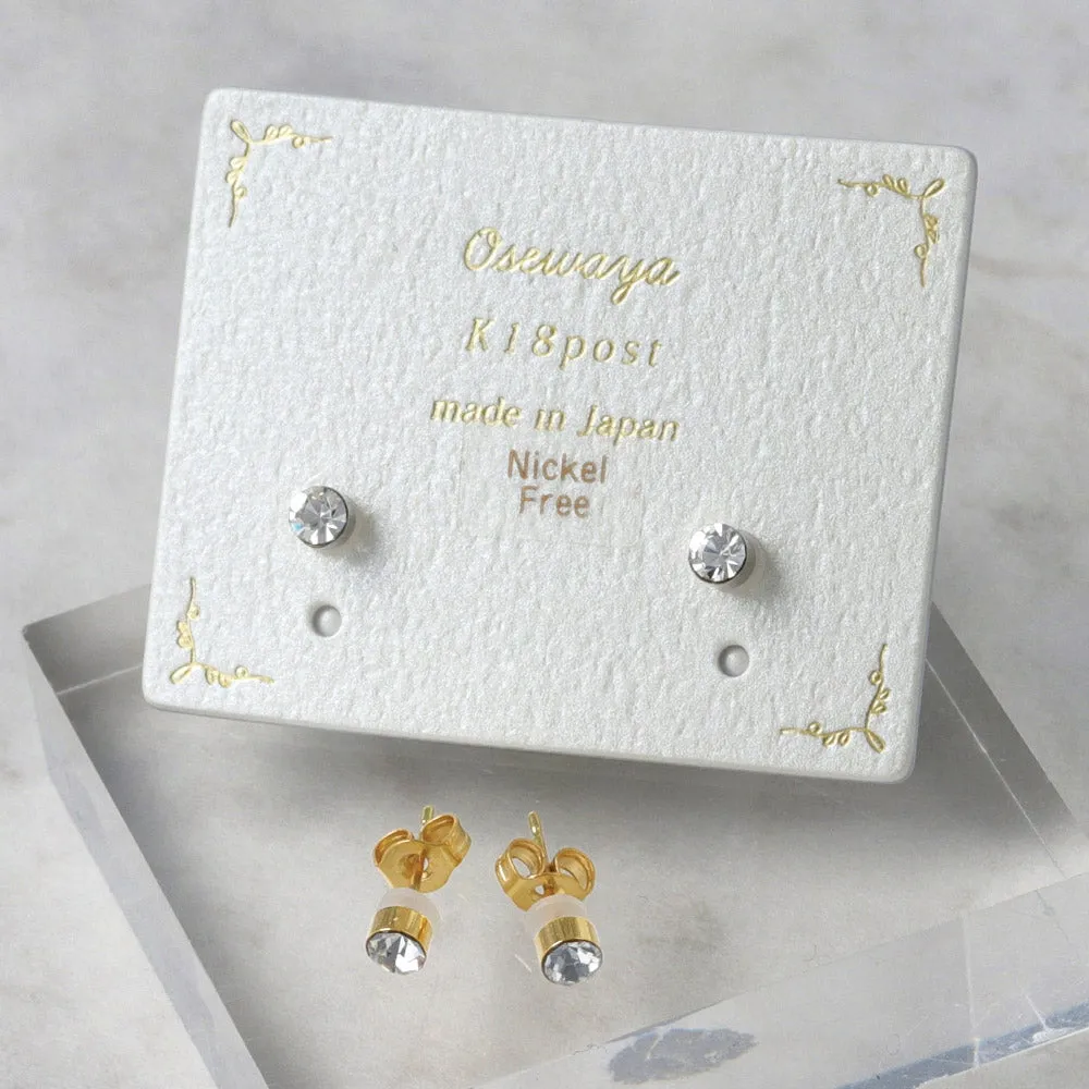 3mm Stone 18K Gold Post Studs