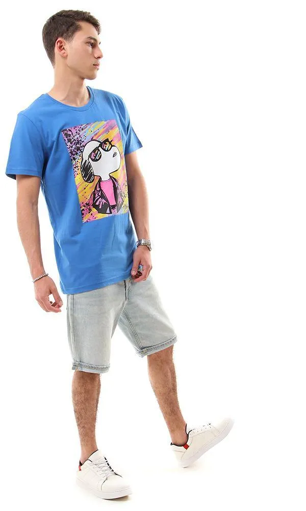 57485 Printed Snoopy Blue Slip On T-Shirt