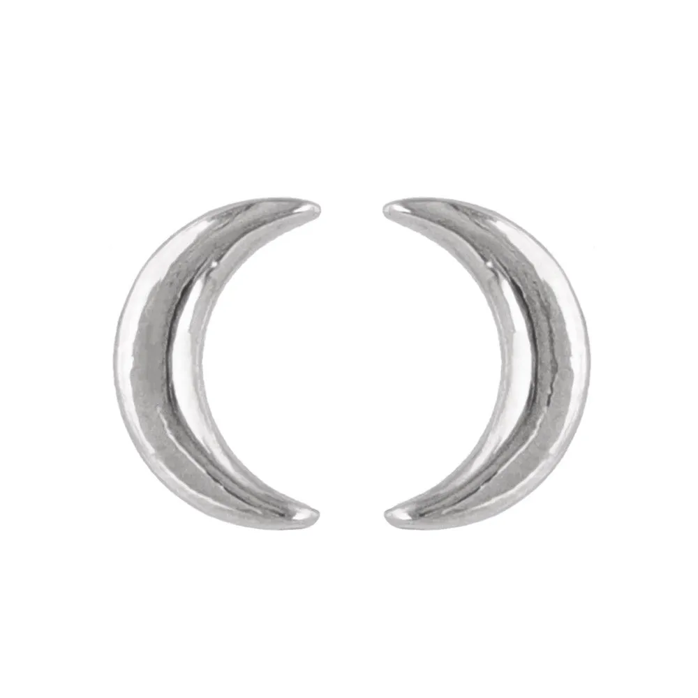 925 Silver Crescent Moon Studs