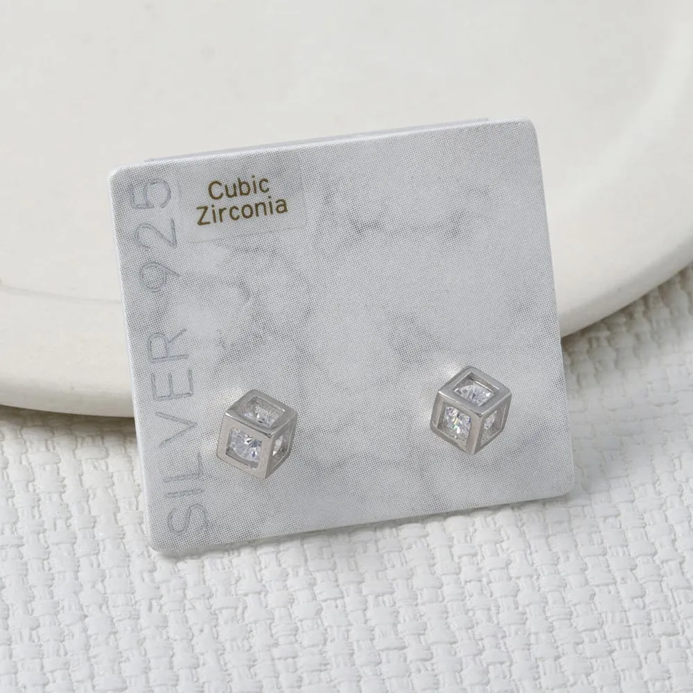 925 Silver Cube Studs