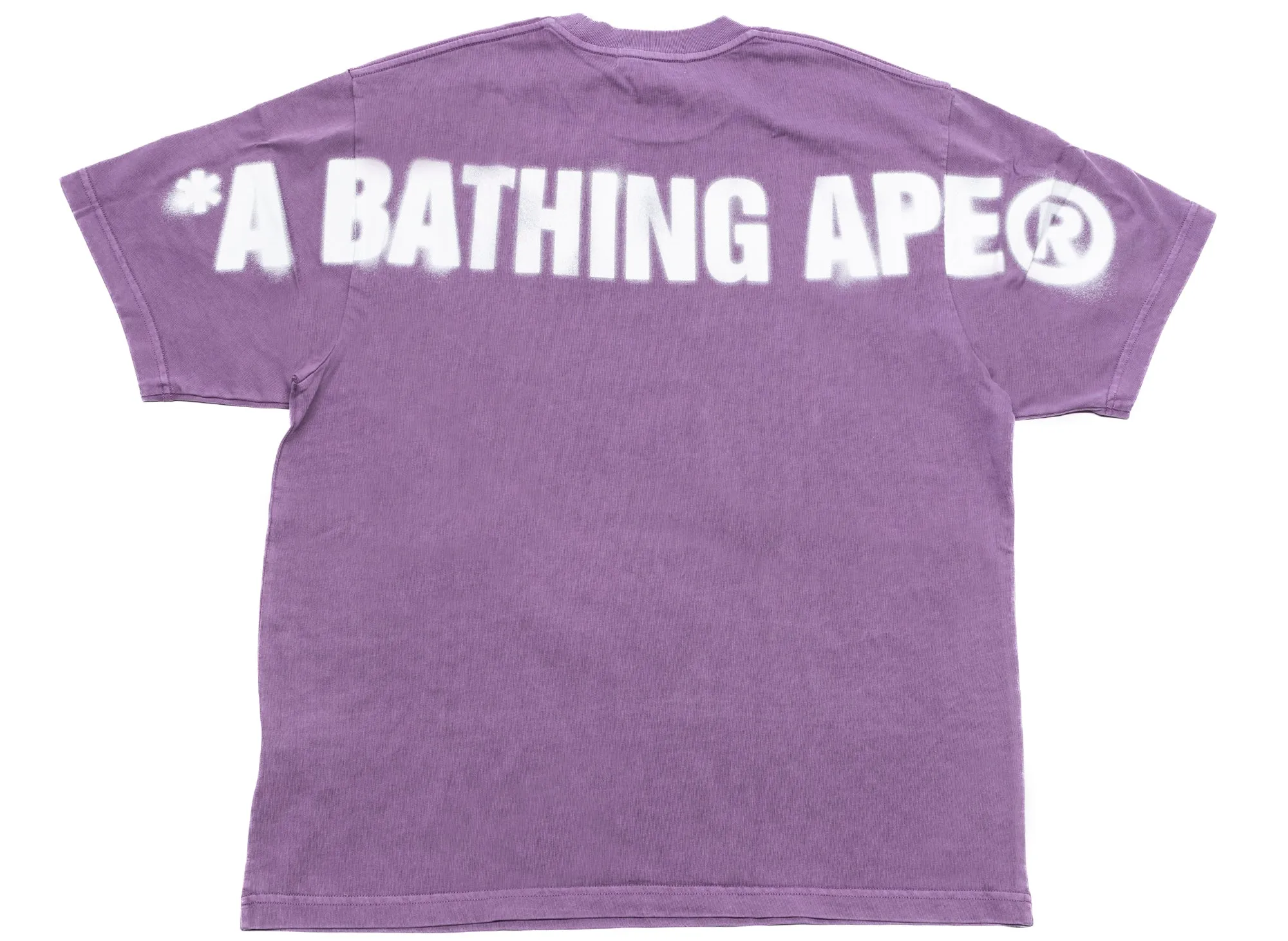 A Bathing Ape Spray Ape Head Garment Dyed Tee in Purple