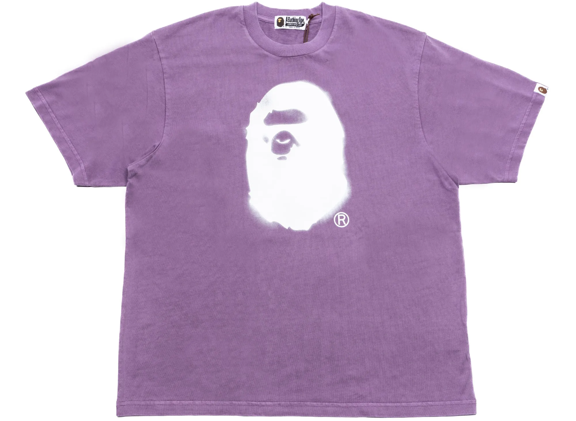 A Bathing Ape Spray Ape Head Garment Dyed Tee in Purple