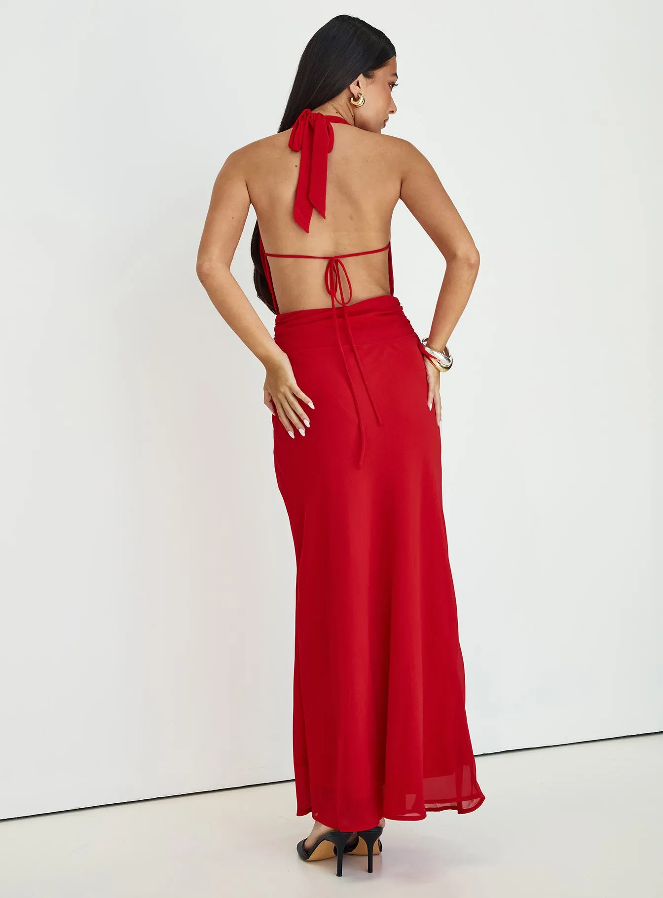 Alejandria Cowl Neck Maxi Dress Red