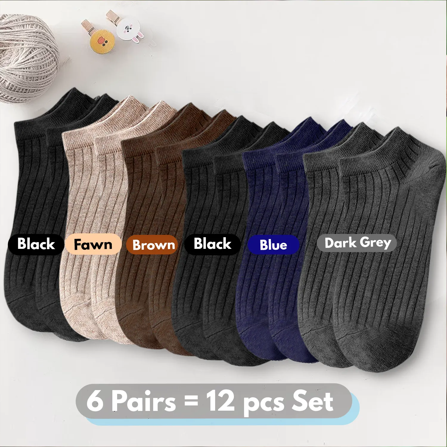 Arctic Wolf Men's Cotton Calf Length Ribbed Formal Socks (Pack of 6 Pairs)