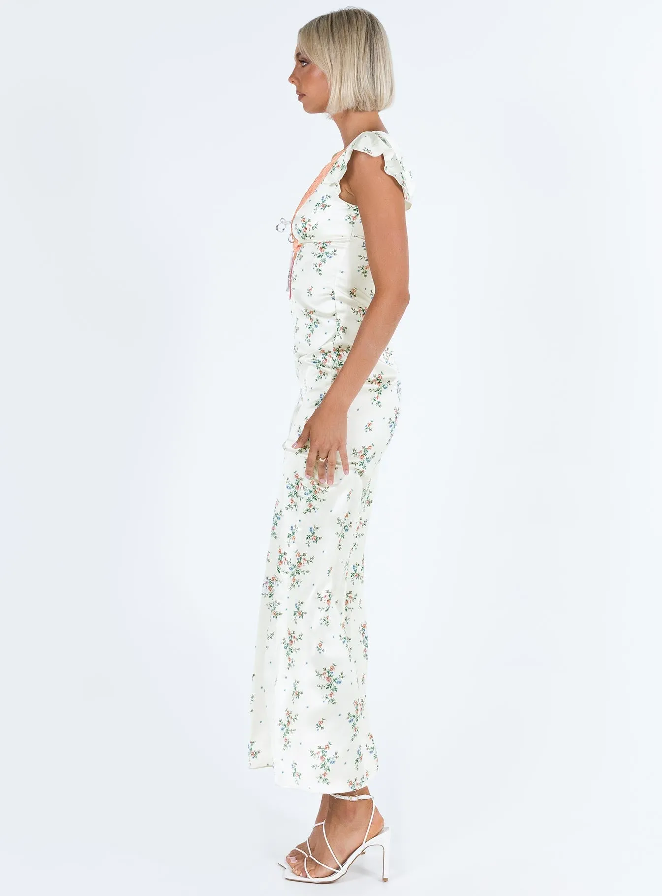 Armas Lace Trim Maxi Dress Floral