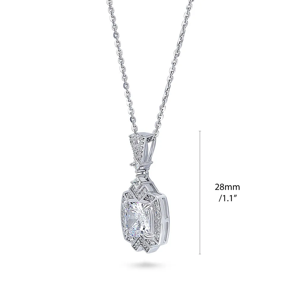 Arrow Halo CZ Necklace in Sterling Silver