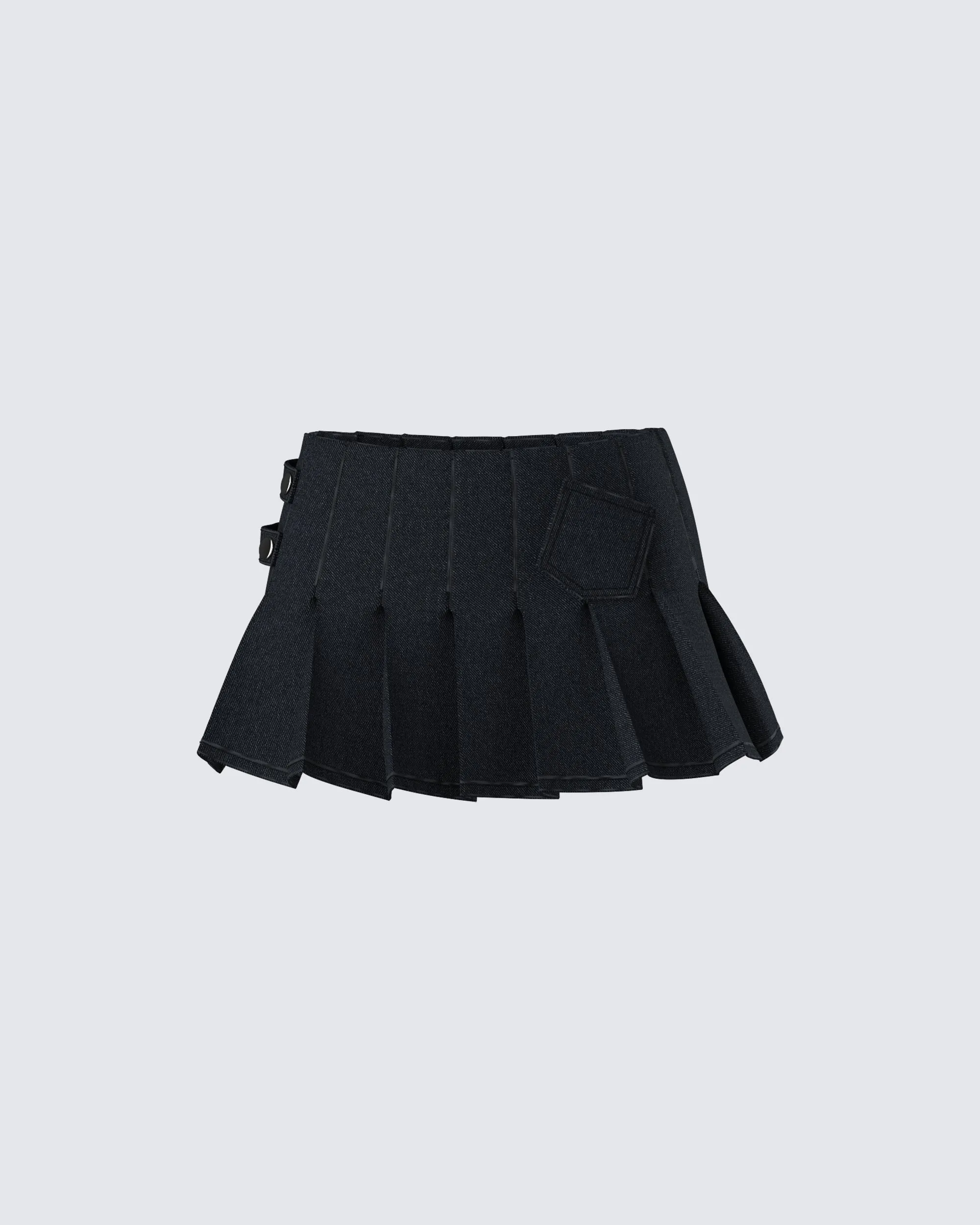 Ataya Black Denim Micro Mini Skirt