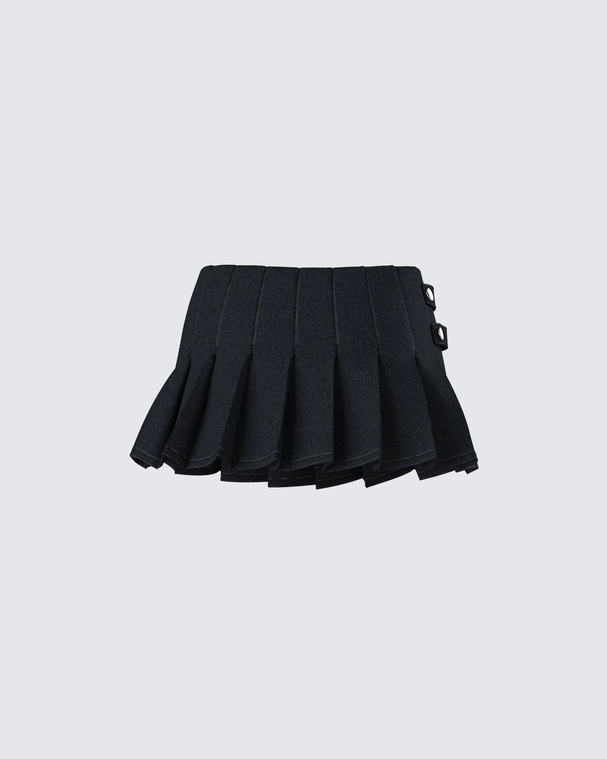 Ataya Black Denim Micro Mini Skirt