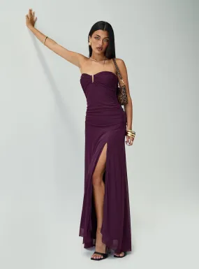 Barbarella Strapless Maxi Dress Purple