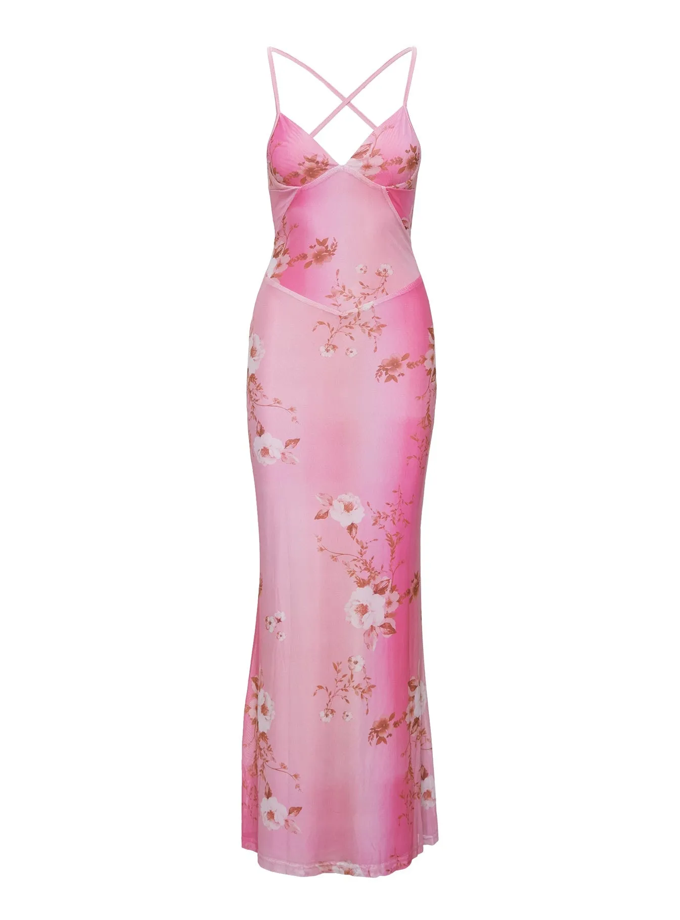 Beverlie Halter Maxi Dress Pink Floral