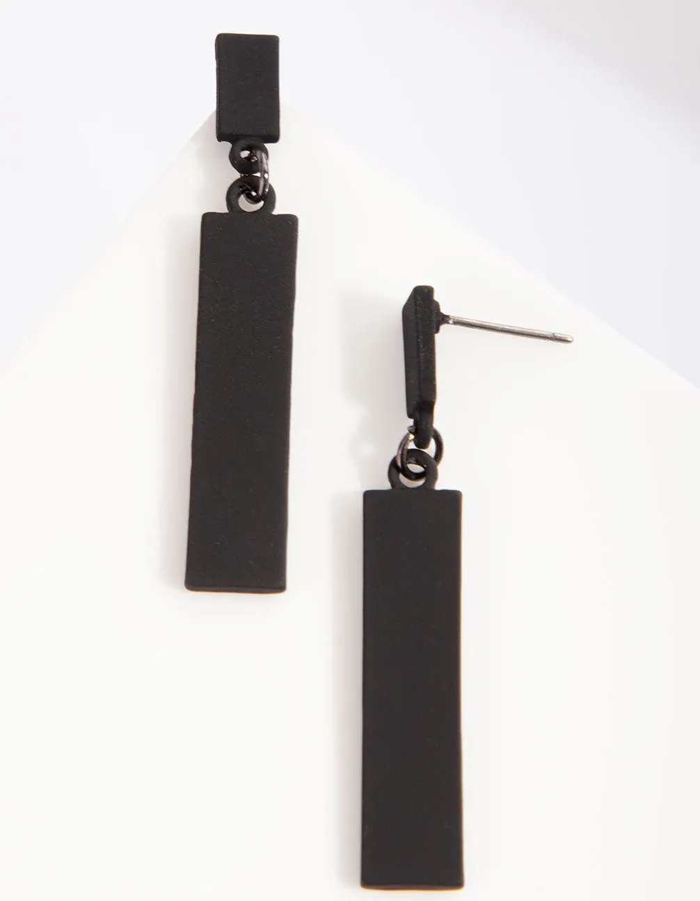 Black Geometric Coated Drop Earrings