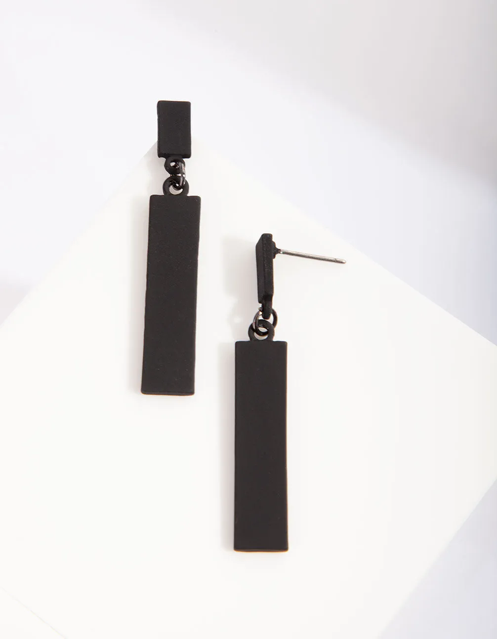 Black Geometric Coated Drop Earrings