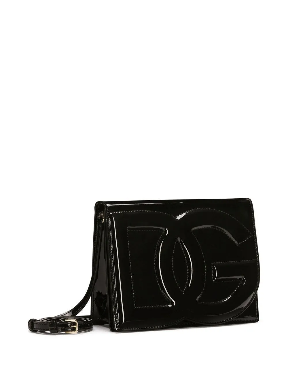 BLACK PATENT LEATHER SHOULDER BAG