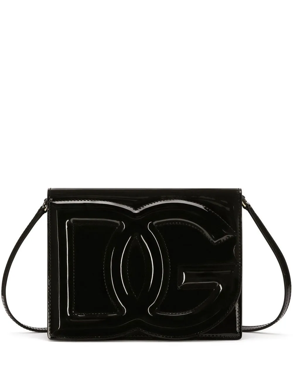 BLACK PATENT LEATHER SHOULDER BAG