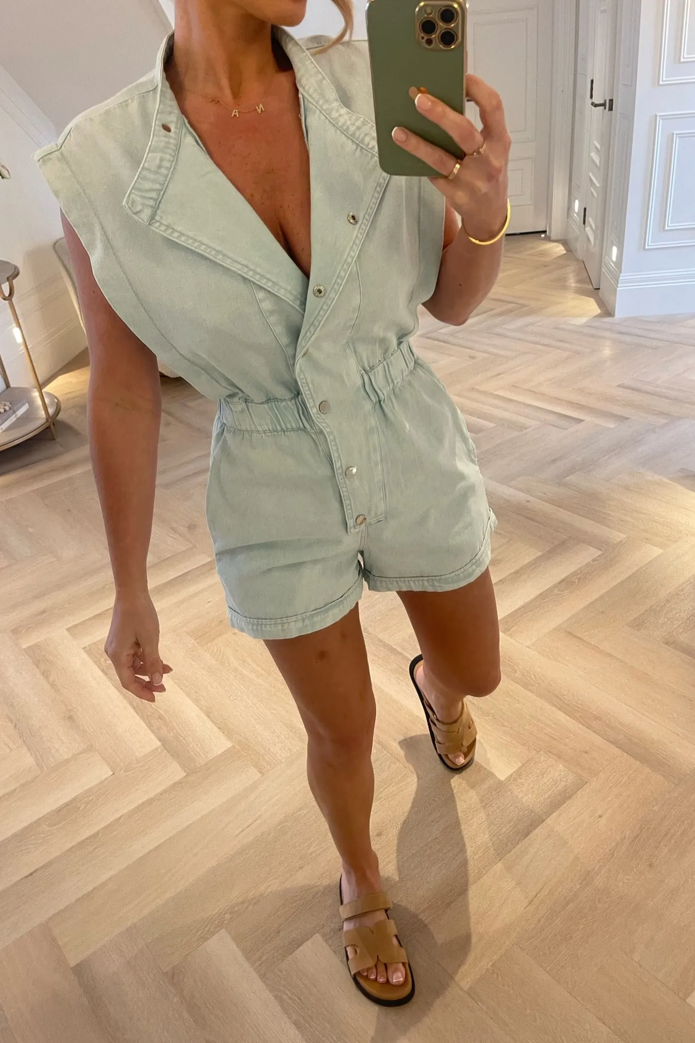 BLEACHED DENIM PLAYSUIT