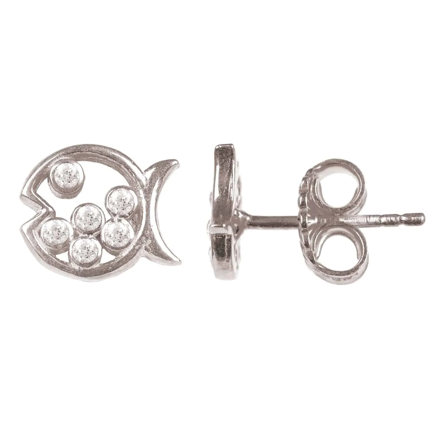 Bubble Fish Stud Earrings Silver