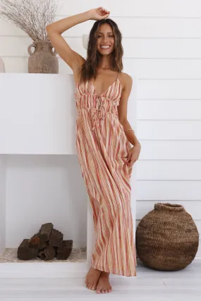 CHARLIE HOLIDAY Heidi Maxi Dress Painterly Stripe