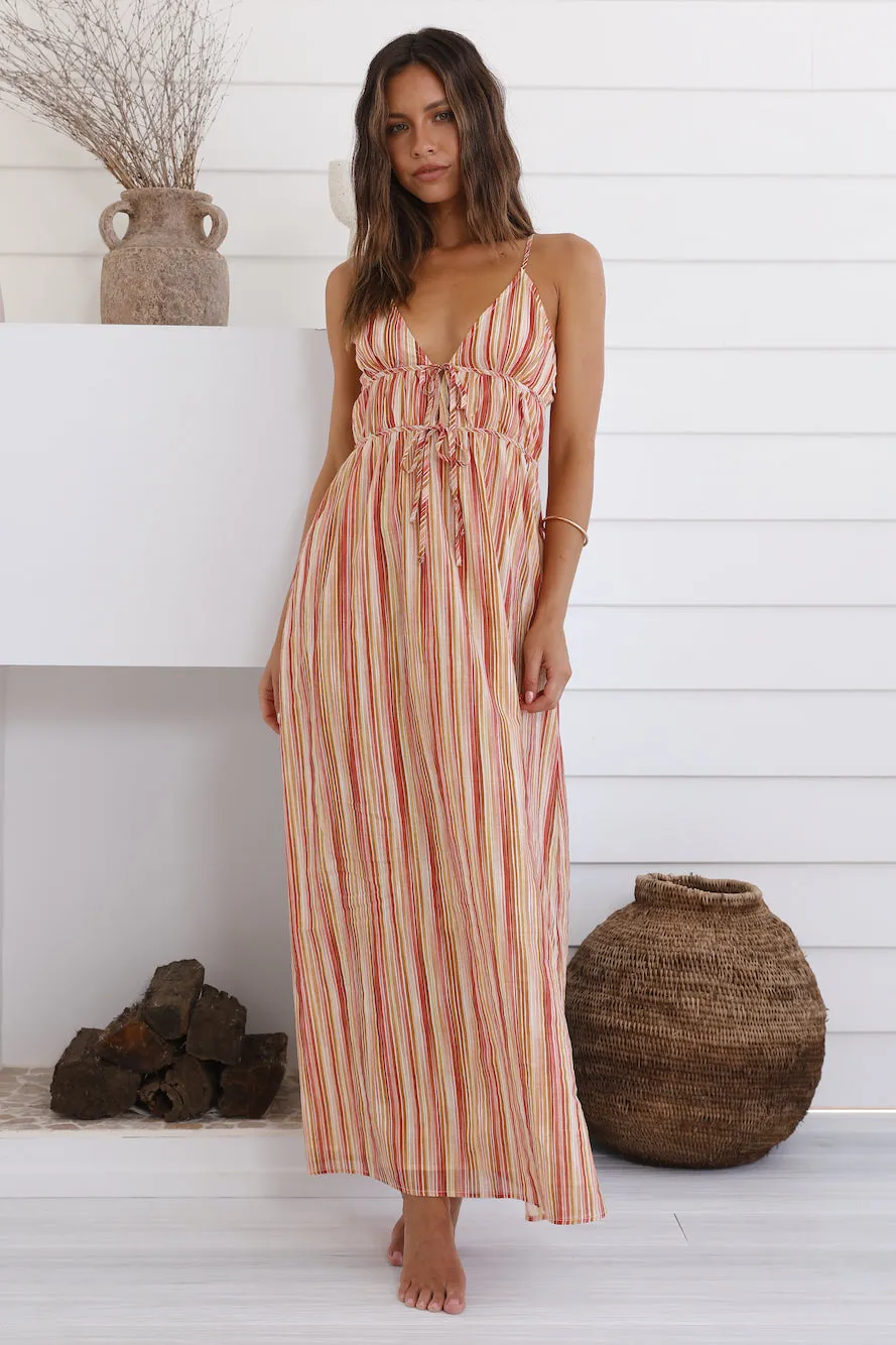 CHARLIE HOLIDAY Heidi Maxi Dress Painterly Stripe