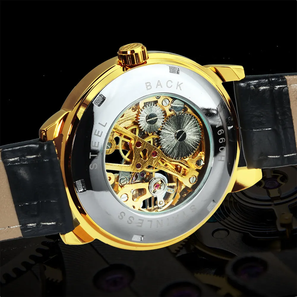 Classic Skeleton Mechanical Watch for Men Luminous Hands Forsining Watches W660H