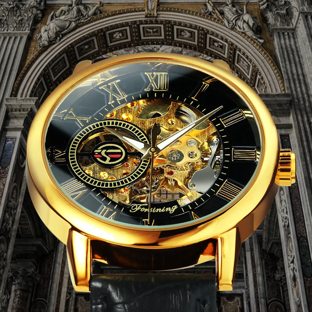 Classic Skeleton Mechanical Watch for Men Luminous Hands Forsining Watches W660H