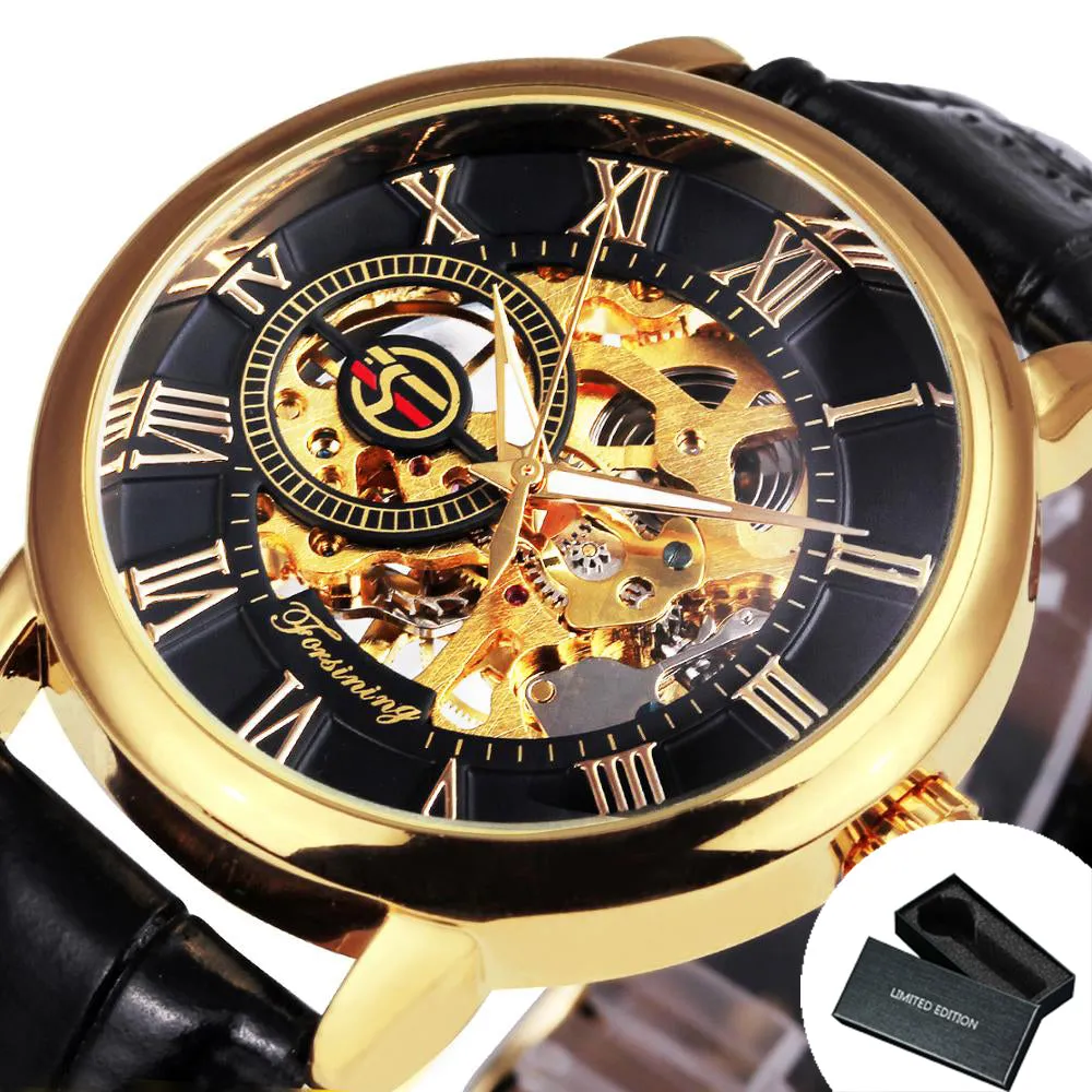 Classic Skeleton Mechanical Watch for Men Luminous Hands Forsining Watches W660H