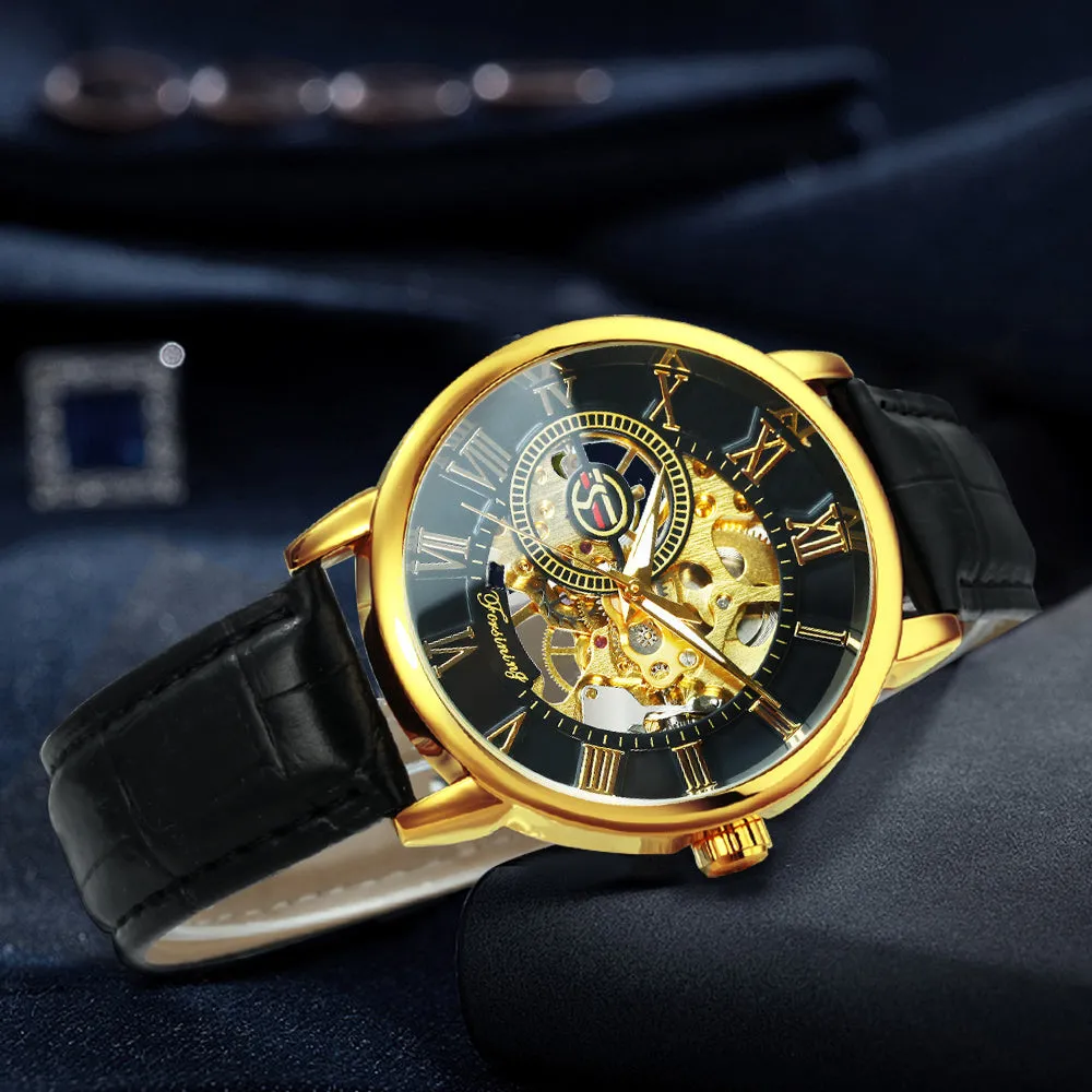 Classic Skeleton Mechanical Watch for Men Luminous Hands Forsining Watches W660H