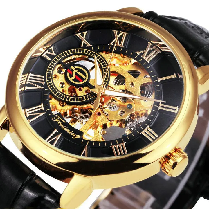 Classic Skeleton Mechanical Watch for Men Luminous Hands Forsining Watches W660H