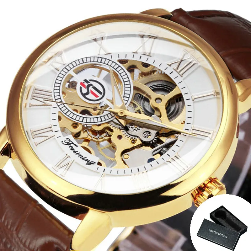 Classic Skeleton Mechanical Watch for Men Luminous Hands Forsining Watches W660H