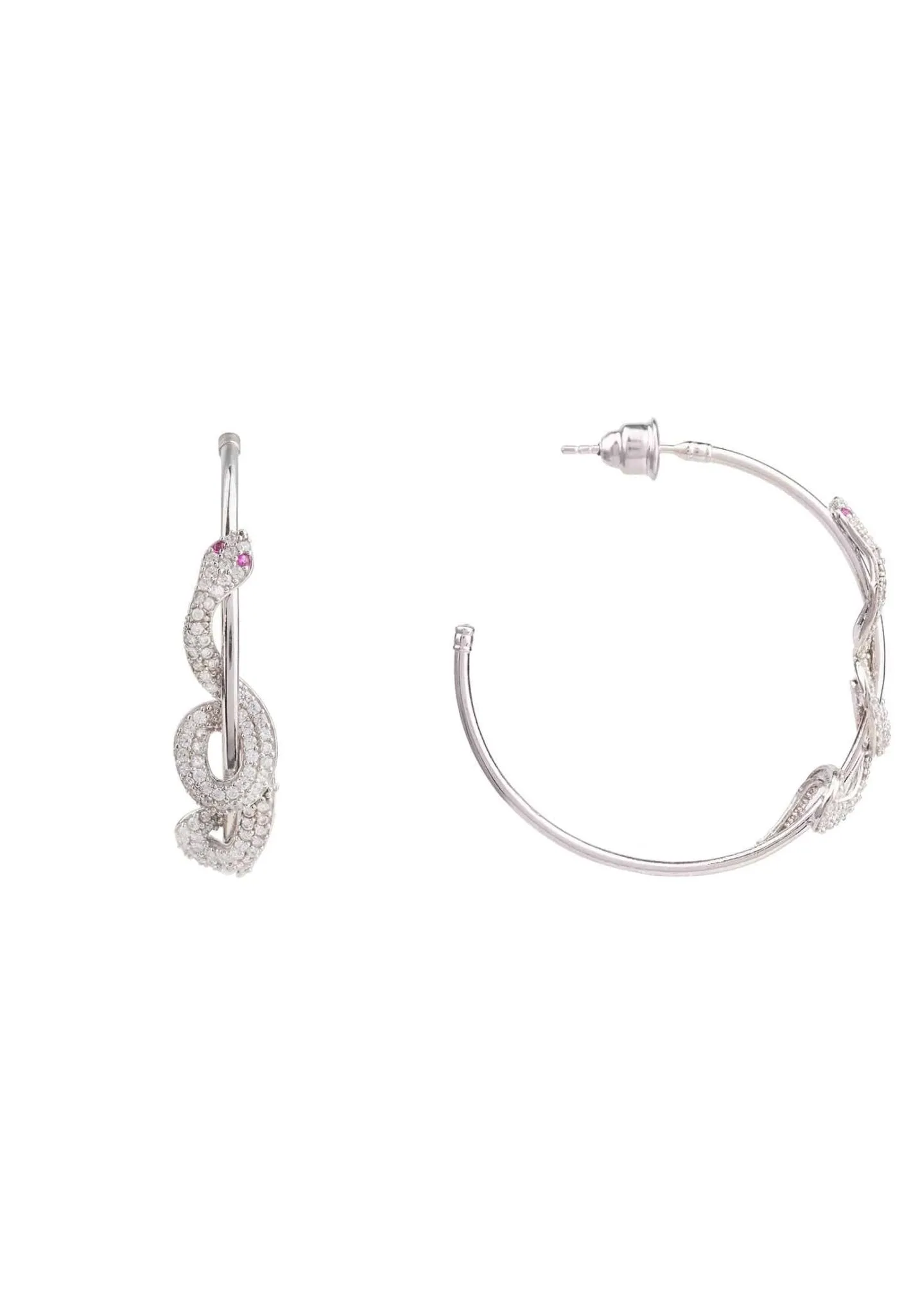 Cleopatra Serpent Snake Hoop Earrings Silver