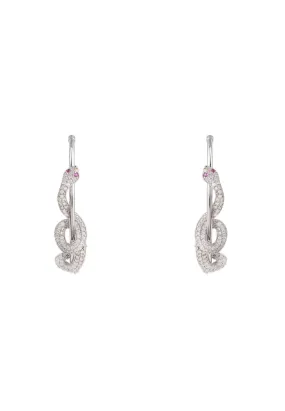 Cleopatra Serpent Snake Hoop Earrings Silver